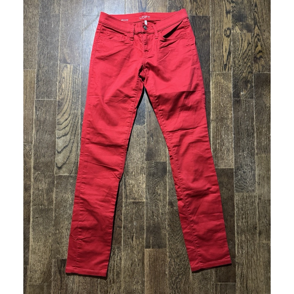 Ann Taylor Loft Jeans Women's Size 24/00 Modern Skinny Red Stretch Low Rise